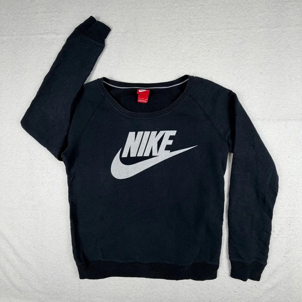 Nike Sportswear Rally Sweatshirt Black Silver Futura Logo 614807-010 Womens S
